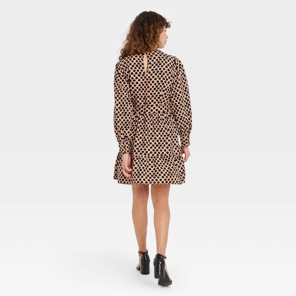 Women's Polka Dot Long Balloon Sleeve Tiered Dress - Picture 3 of 3